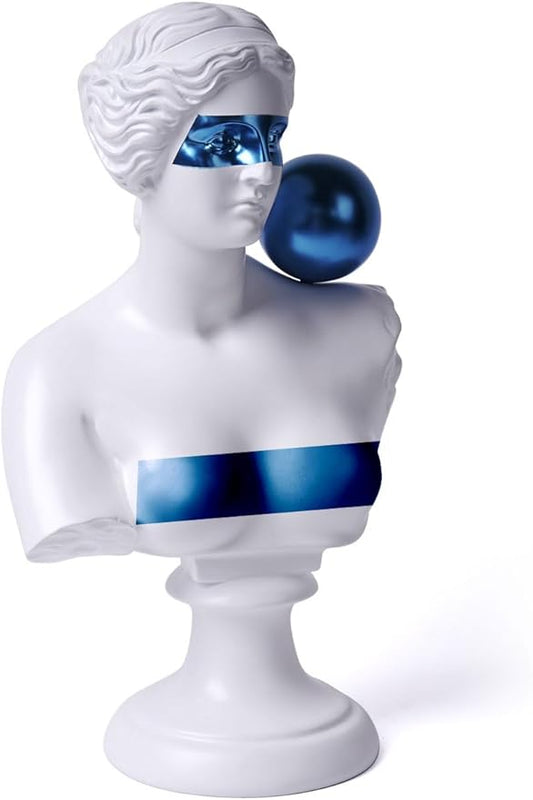 Abstract Sculpture Decor Modern Arts Greek Bust Figurine Table Centerpiece Statue Polyresin White 13.8 inch