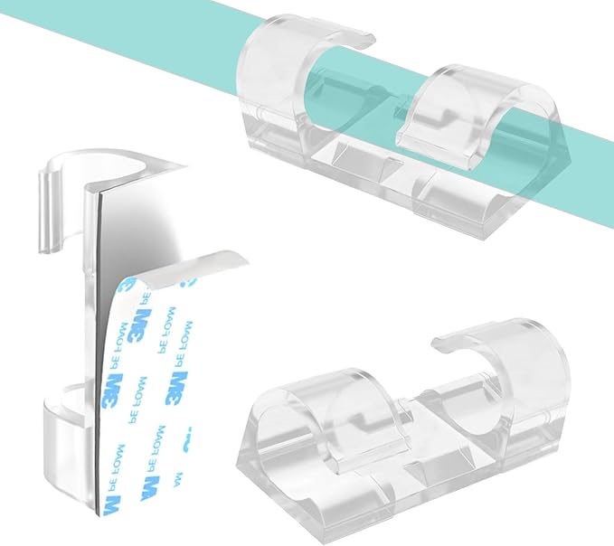 60 Pcs Clear Cable Clips with 3M Adhesive, Wire Holders Under Desk, Cord Management for Wall, Car, Ethernet, PC, Christmas Light Indoor/Outdoor
