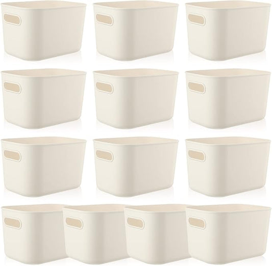 Zopeal Plastic Storage Bins 10 Pcs White Pantry Organizer Bins Small Baskets Storage Containers for Home Kitchen (10 x 7 x 6 Inch)