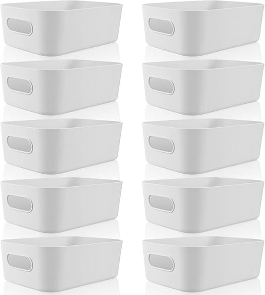 Zopeal Plastic Storage Bins 10 Pcs Gray Pantry Organizer Bins Small Baskets Storage Containers for Home Kitchen (8 x 5.7 x 3 Inch)
