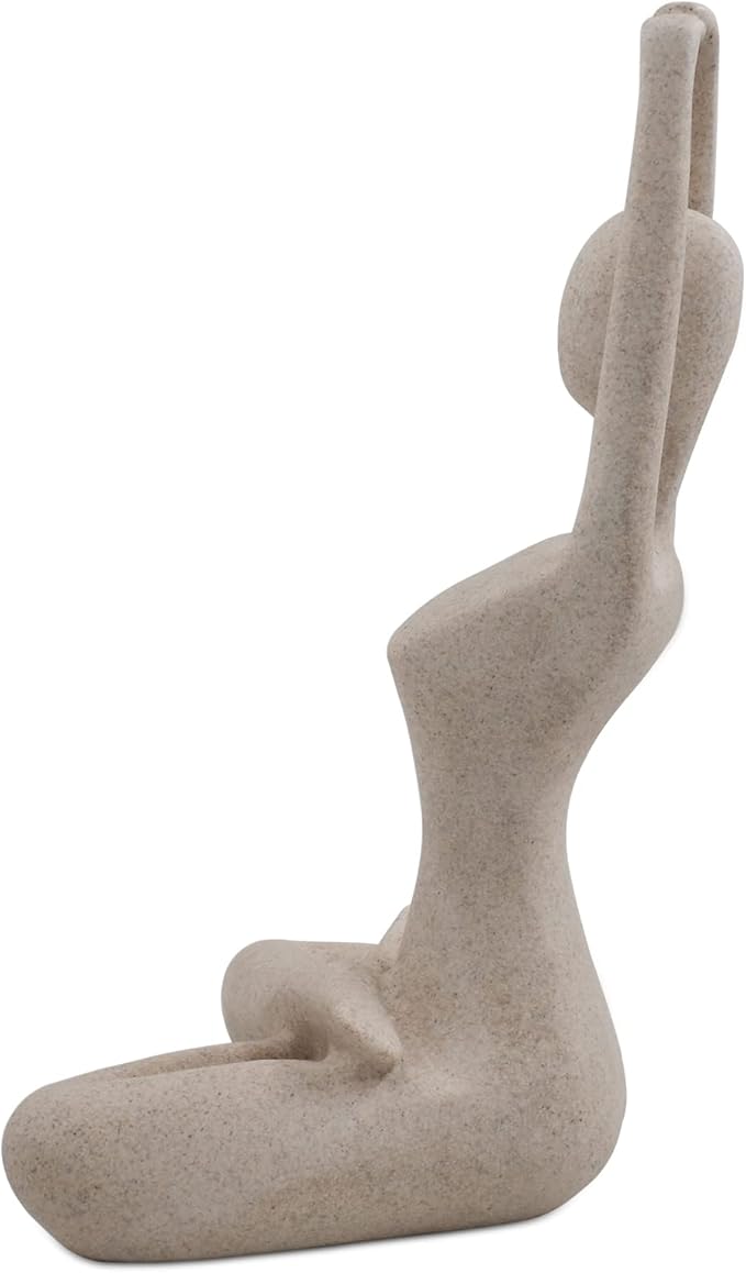 SIMON'S SHOP Yoga Lady Statue Modern Sculpture for Home Office Desk Decor Resin Sandstone Abstract Figurine Yogis Gifts 9 1/2 inches