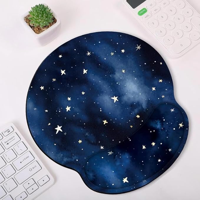 Ergonomic Mouse Pad with Wrist Rest, Small Mousepad with Non-Slip Rubber Base and Smooth Surface, Blue Mouse Pads for Desk, Office Desk Accessories