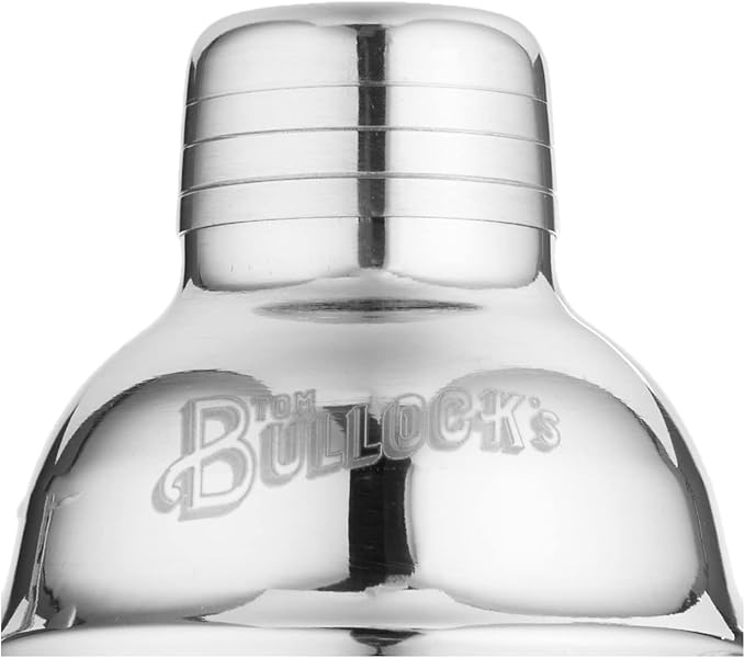 5 pc. Cocktail Shaker Bar Set by Tom Bullock's, The Original Tastemaker: 25 oz Stainless Steel Shaker, Double Measuring Jigger, Stirrer/Mixer Spoon, Strainer and Ice Tongs. Become The Ideal Bartender!