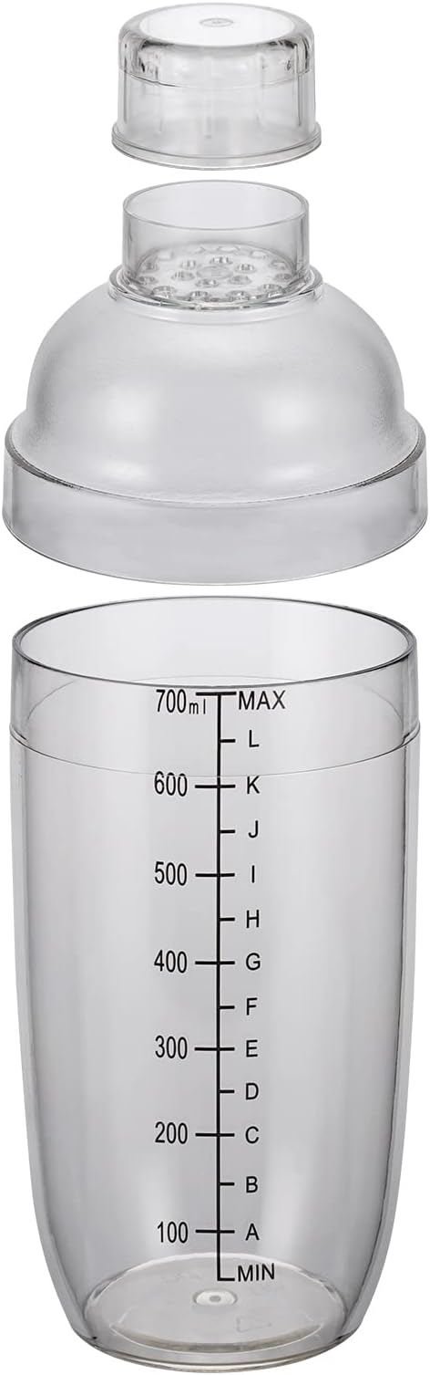 Plastic Cocktail Shaker Set, Cocktail Shaker and Measuring Jigger Set, Drink Shaker for Bartending and Home Bar, Drink Mixed Hand Shaker Tools, 24oz/700cc
