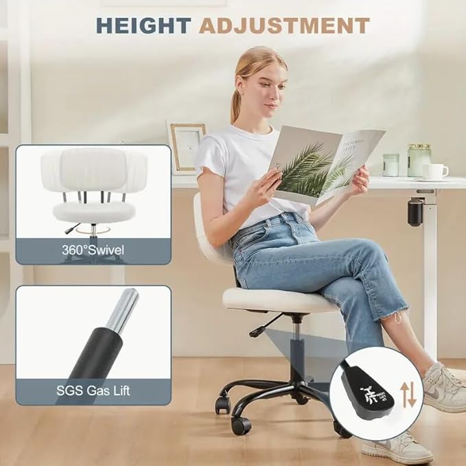 Simple & Modern Ergonomic Office Chair, Adjustable Leather Desk Chair, Lumbar Support with 360° Swivel Wheels
