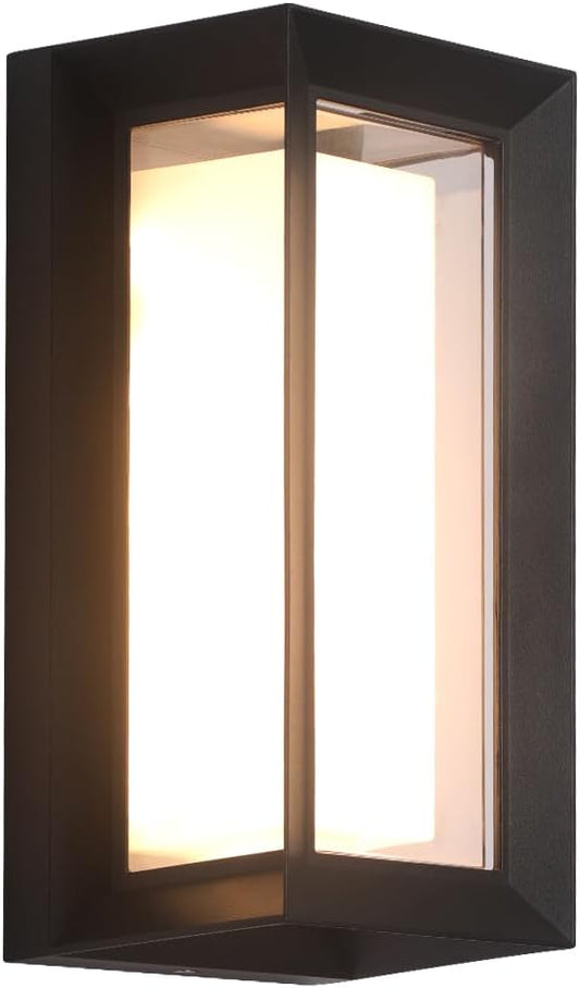 Outdoor Wall Light Fixtures,15%-100% Dimmable,3CCT 3000K/4000K/6500K,2160LM Aluminum Outdoor Modern Wall Lights,10.23 Inch Exterior Waterproof Lanterns,Matte Black Indoor Wall Sconce Art Lights 1 Pack