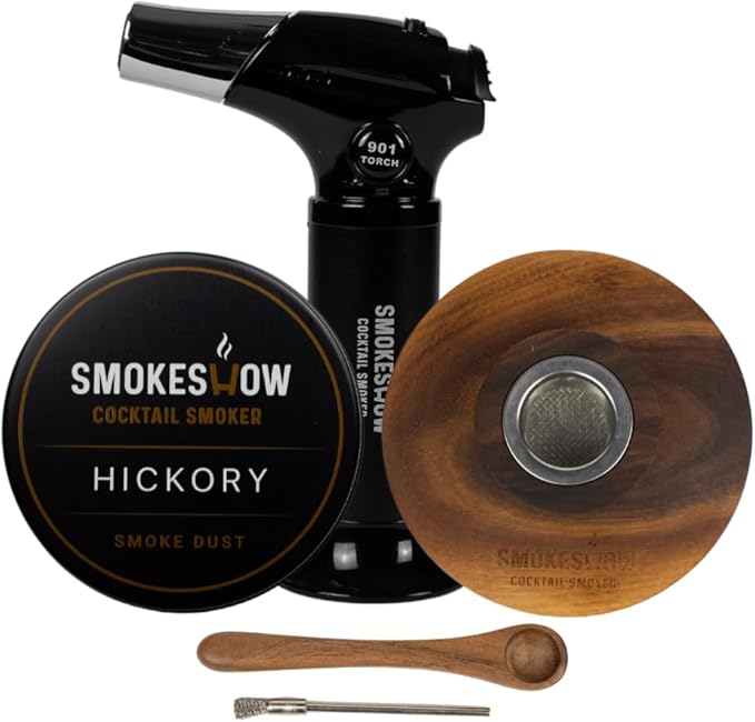 Smokeshow Cocktail Smoker Bundle with Kitchen Torch, One Flavor of Wood Chips Hickory (No Butane Included)