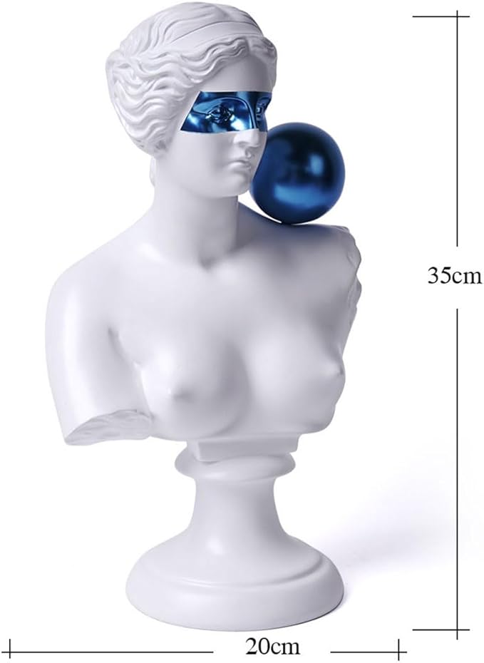 Abstract Sculpture Decor Modern Arts Greek Bust Figurine Table Centerpiece Statue Polyresin White 13.8 inch