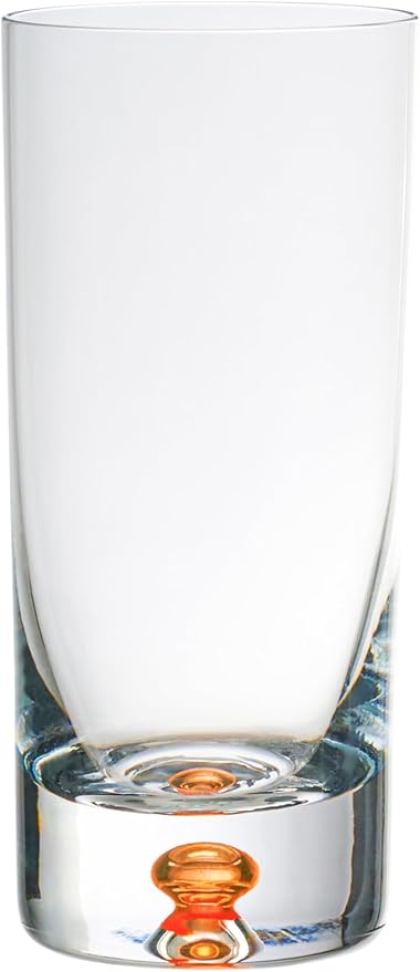Barski Highball Glass - Drinking Glasses - Set of 4 - Hiball Tumblers - Glass Crystal Tumbler - with Colored Bubble on bottom - for Water, Juice and Cocktails, Bar Glassware - 12 oz - Made in Europe