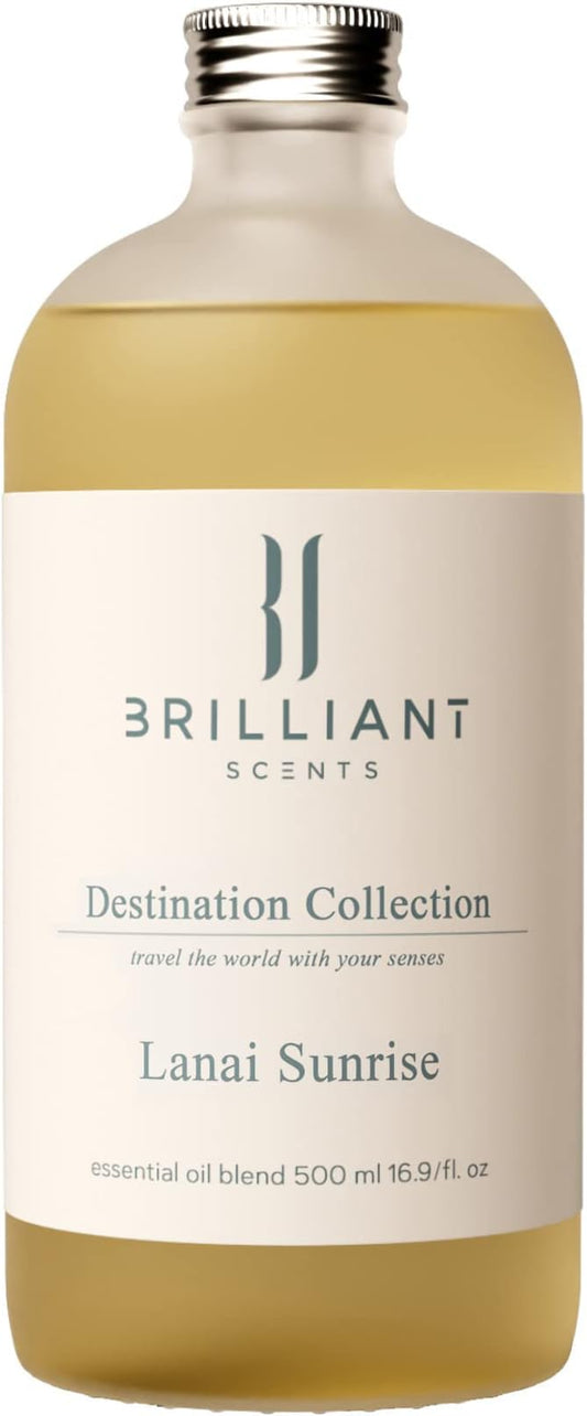 Brilliant Scents Lanai Sunrise Fragrance Oil 500ml - Premium Diffuser Oil for Home, Office, Hotels - Long Lasting, Plant-Based, Meets IFRA Standards, USA-Made - White Tea, Fig, Musk