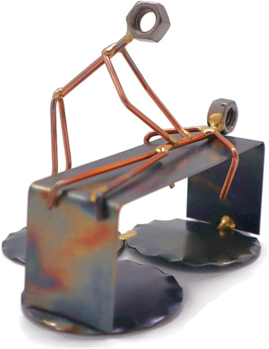 Massage Therapist - Handmade Metal Figurine - Hand Welded Metal Art and Recycled Metal Sculptures - Unique Desk Accessories, Medical Office Decor, & Massage Therapist Gifts