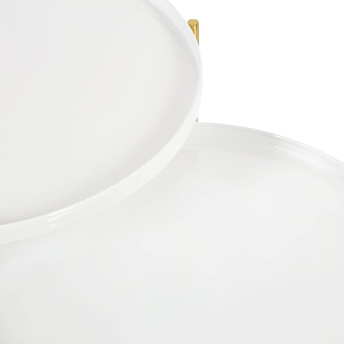 Kate and Laurel Ulani Modern Nesting Coffee Table, Set of 2, White and Gold, Glam Coffee Table Set for Storage and Display