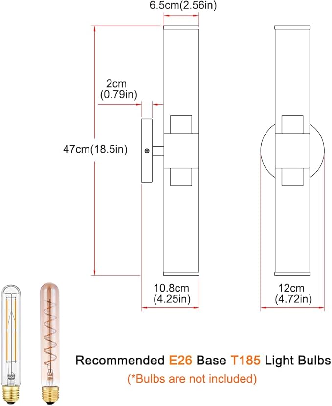 Gold Wall Sconces Set of 2, Hardwired Bathroom Vanity Light Fixture, Brass Sconce Wall Lighting, Modern Wall Light Set of Two, Cylinder Lamp for Bathroom Mirror Hallway Bedroom (Bulbs Required)