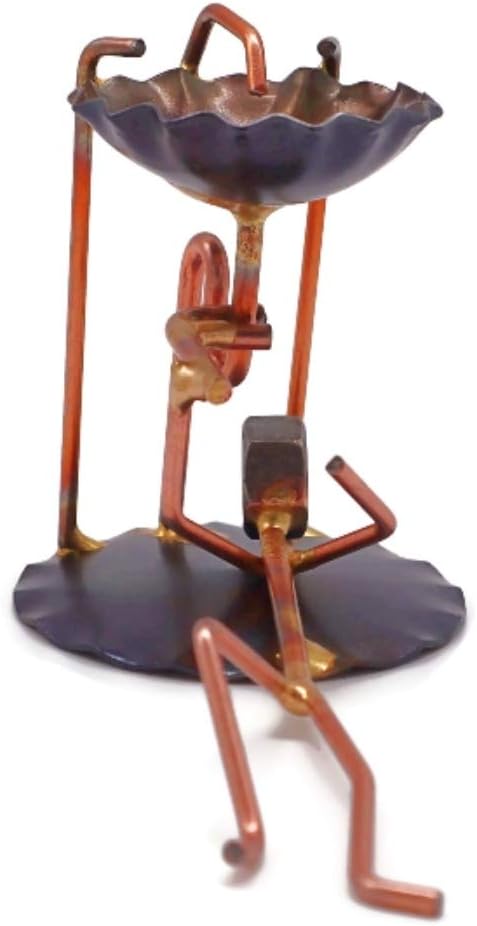 Plumber from Handmade Metal Figurine - Hand Welded Metal Art and Recycled Metal Sculptures - Unique Desk Accessories, Office Decor, & Plumber Gifts - Made in The USA
