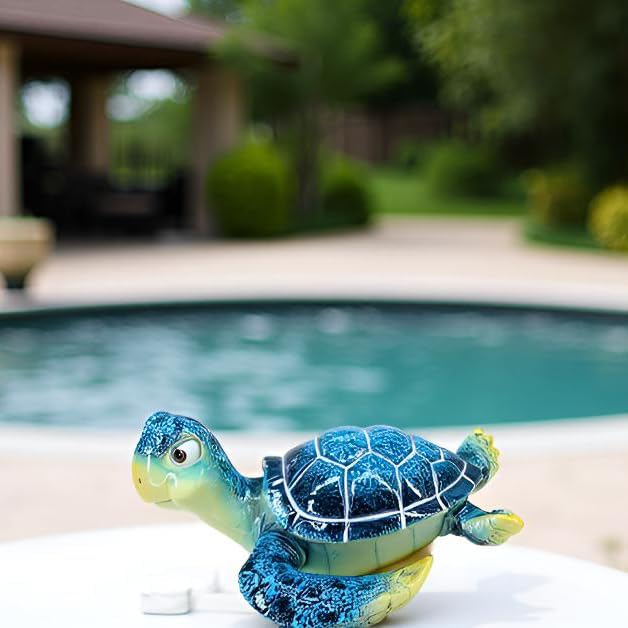 6-inch Sea Turtle Statue - Blue Resin Turtle Decor for Home, Yoga & Meditation Figurine, Lucky Feng Shui Ocean Animal Sculpture