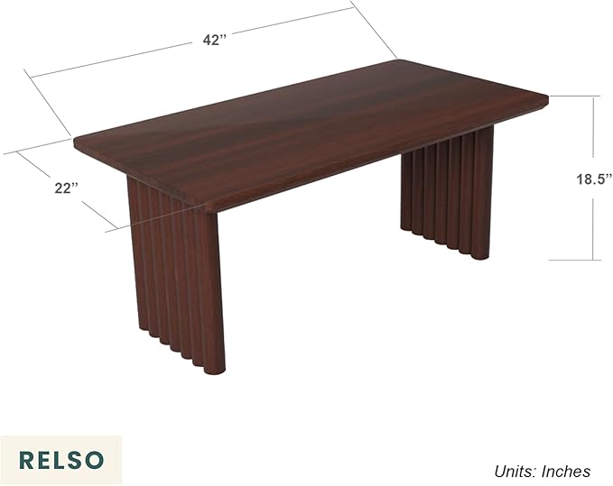 Bambos Coffee Table - Solid Mango Wood Center Table – Handcrafted Living Room Furniture for Apartment, Patio, Home Decor - Compact Sofa Table, Easy Assembly, Modern Accent Piece with Walnut Finish