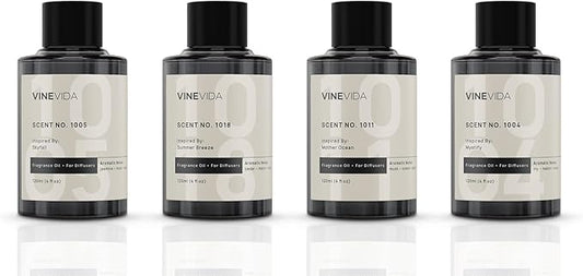 VINEVIDA Hotel Fragrance Collection - 4 Pack Diffuser Oils - Cold Air Diffusers - Scents No. 1005, 1018, 1011, 1004