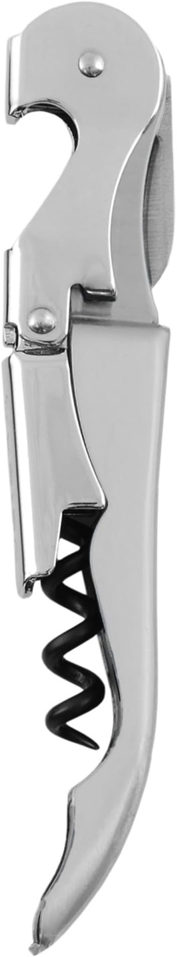 True Truetap Double Hinged Waiter's Corkscrew Wine Opener, Stainless Steel Wine Bottle Opener with Built In Foil Cutter, Home Bar Tools, Bar Cart Accessories, Wedding Gifts, Set of 1, Silver