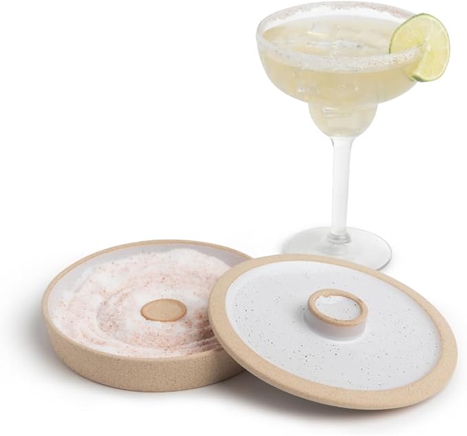 Ceramic Margarita Salt Rimmer with Lid - Cinco de Mayo Margarita Glass Rimmer - Home Bar Accessories for Tajin and Sugar - Rimmers for Drinks - Bartender Kit Tools - Professional Bar Decor