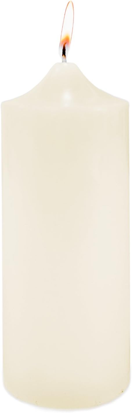 Super Z Outlet Unscented Pillar Candles for Weddings, Home Decoration, Relaxation, Spa, Smokeless Cotton Wick (1, Ivory, 3"x9")