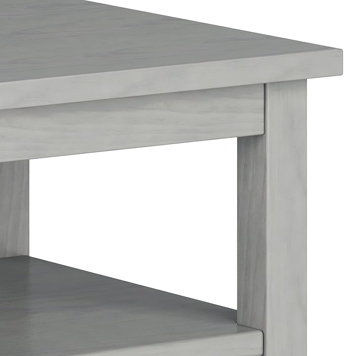 SIMPLIHOME Warm Shaker SOLID WOOD 20 Inch Wide Rectangle Transitional End Side Table in Fog Grey, For the Living Room and Bedroom