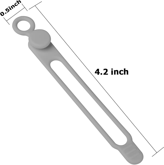 Nearockle 16Pcs Silicone Cable Straps Wire Organizer for Bundling Earphone, Phone Charger, Computer Cords, Reusable Cable Ties Cord Organizer in Home,Office,Kitchen,School(Grey)