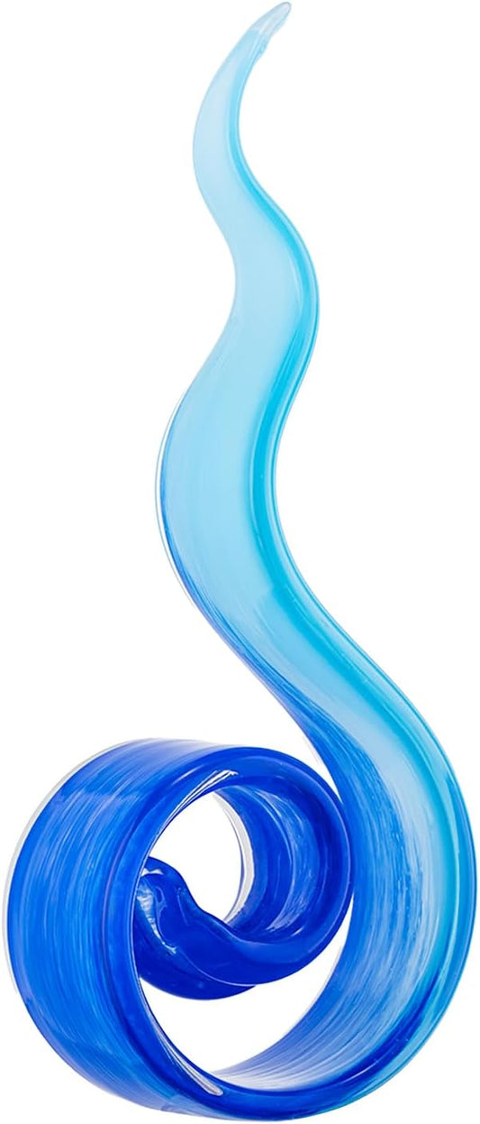 11.4" Tall Hand-Blown Glass Sculpture Murano-Style Sculpture Art Ornament Statue Figurines Home Decor Accent Piece Coastal Ocean Nautical Home Decor,Shelf,TV Stand,Tabletop Centerpieces,Wonderful Gift