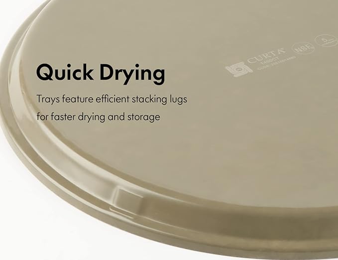 CURTA 2-Pack Restaurant Grade Non-Slip Tray, NSF, 14 Inch, Plastic Rubber Lined Round Serving Tray, Brown