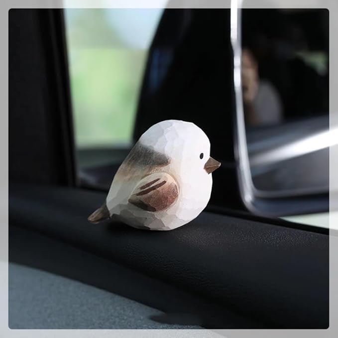 Bird Figurines Small Bird Figurines Home Decor Hand Carved Painted Wooden Statues for Home Decor, Gift for Bird Lovers,Housewarming, Birthday, Christmas (White)