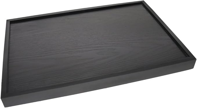 Serving Tray Black Large Food Tray Breakfast Tray Wood Butler Tray with Handle 17.77 x 13.72 x 1.78