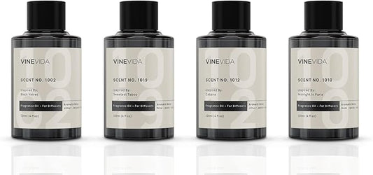 VINEVIDA (4-pk) Hotel Fragrance Collection. Cold Air Diffusers - Scents No.1002, No.1019, No.1012, No.1010