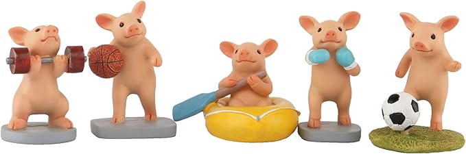 Pig Statue Mini Pig Figurine, Resin Home Decor, Lucky Animal Garden Statue for Micro Landscape (Pig Boxer)