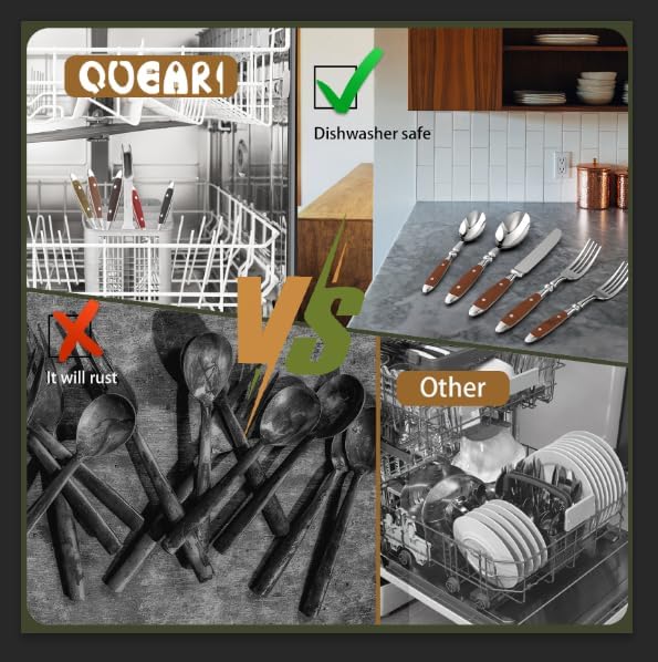 Retro 20-Piece Silverware Set, Stainless Steel Cutlery Set, Vintage Flatware Set with Red Bakelite Handle, Dishwasher Safe| Service for 4