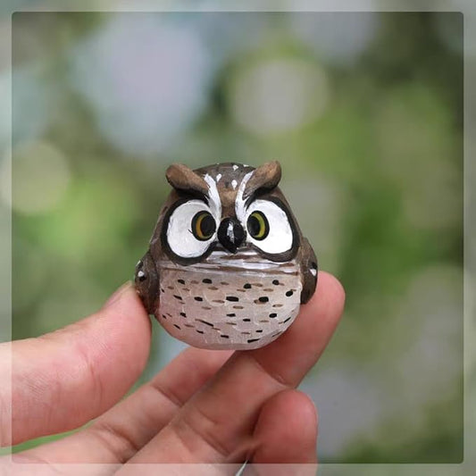 Bird Figurines Small Bird Figurines Home Decor Hand Carved Painted Wooden Statues for Home Decor, Gift for Bird Lovers,Housewarming, Birthday, Christmas (Owl)