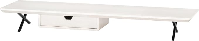 Anji Mountain Monitor Stand - Desktop Organizer & Laptop Riser, Ergonomic Monitor Riser, Space-Saving Monitor Stand for Desk, Durable Construction, Easy Assembly, Ideal for Home & Office,White Wash