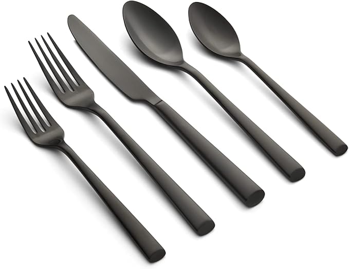 Cambridge Silversmiths Gilda Black Satin 20-Piece Flatware Set, Service for 4