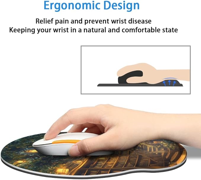 Ergonomic Mouse Pad with Memory Foam Wrist Rest Support Design,Relieve Wrist Pain Mousepad,Non-Slip Base for Laptop,Computer,Office Desk Accessories,Carpal Tunnel,Pretty Forest