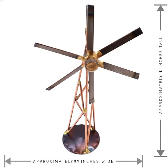 Windmill Collectible Handmade Metal Art Figurine, Desk Accessories, Trophy, Boss Gift, Office Décor, Home Office