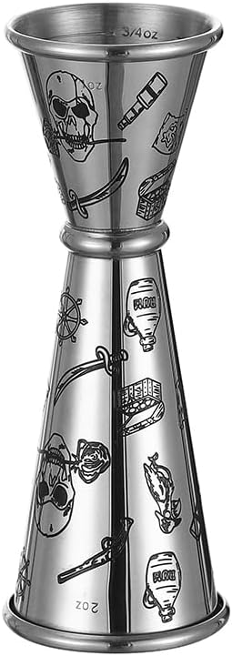 Cocktail Shaker Set - 5-Piece Bar Accessories Kit w/Weighted Boston Shaker, Strainer, Jigger, Mixing Spoon with Etched Skull Rose Pattern