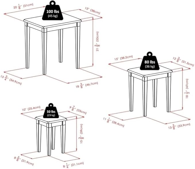 Pemberly Row 3-Piece Transitional Solid Wood Nesting Tables in Antique Walnut