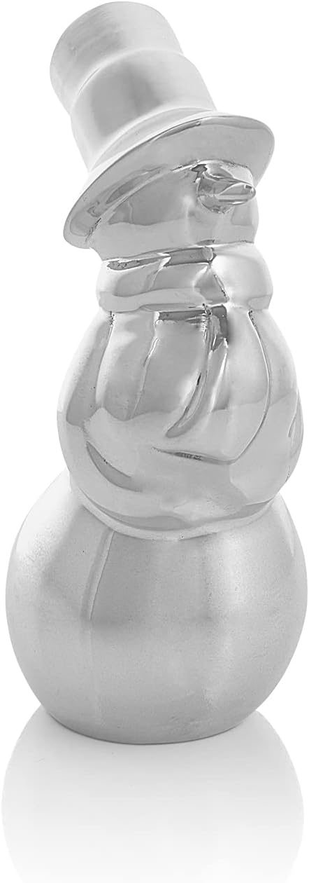 Nambé Holiday Collection Mini Snowman Figurine – Festive Christmas Accent for Tabletop or Mantel, Sculptural Seasonal Décor in Signature Alloy with Rounded Silhouette, Decorative Holiday Display