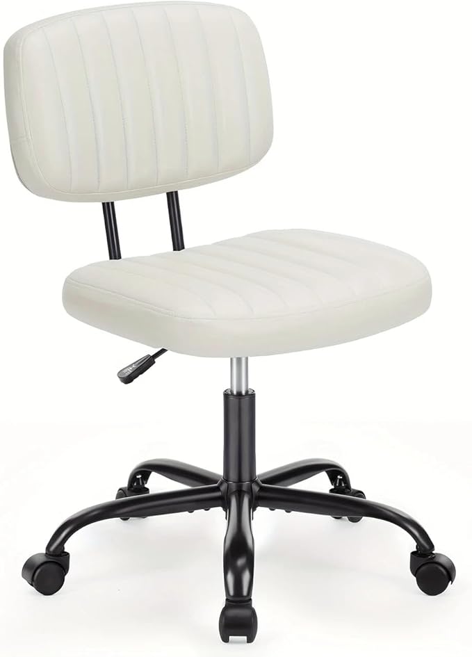 Simple & Modern Ergonomic Office Chair, Adjustable Leather Desk Chair, Lumbar Support with 360° Swivel Wheels