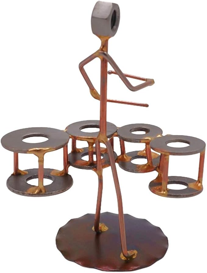 March Drum Quad Collectible Handmade Metal Art Figurine, Desk Accessories, Trophy, Band, Office Décor, Marching Band, Musical Instrument