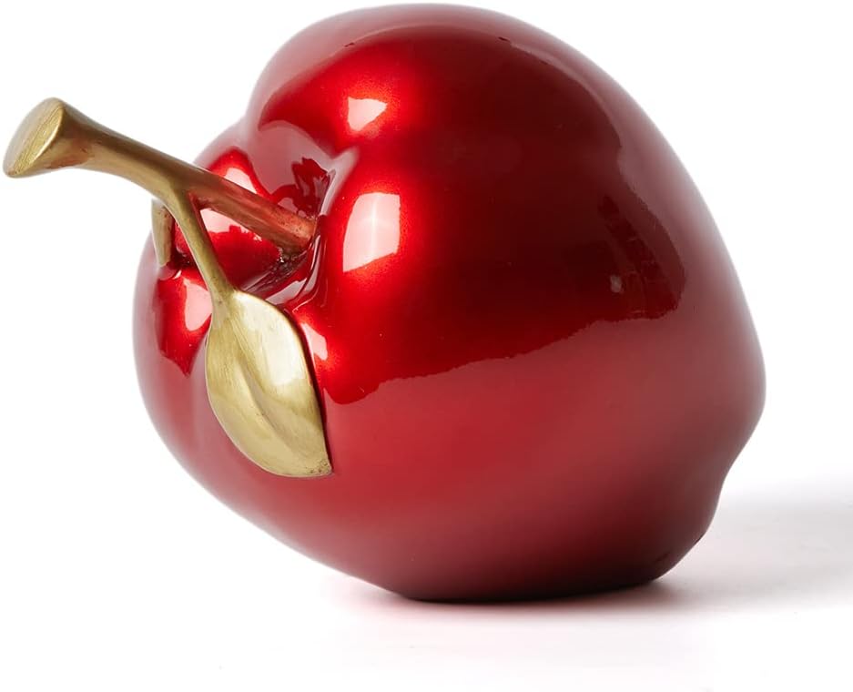 Apple Decor Statue Modern Sculpture Arts Fruit Figurine Polyresin Red 7.0 inch