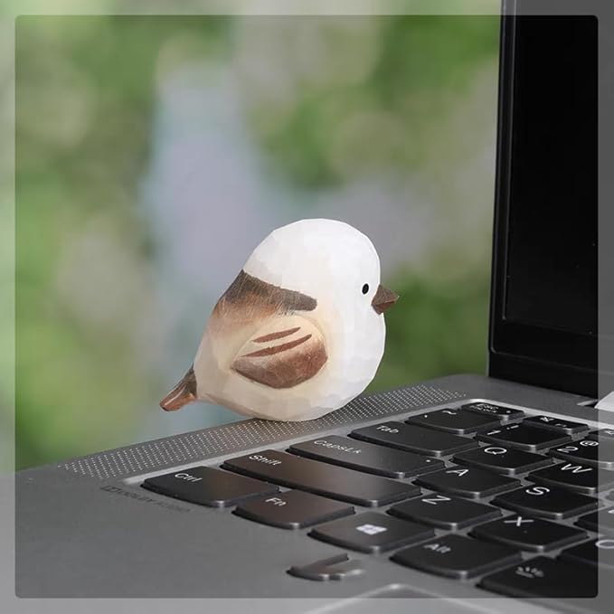 Bird Figurines Small Bird Figurines Home Decor Hand Carved Painted Wooden Statues for Home Decor, Gift for Bird Lovers,Housewarming, Birthday, Christmas (White)