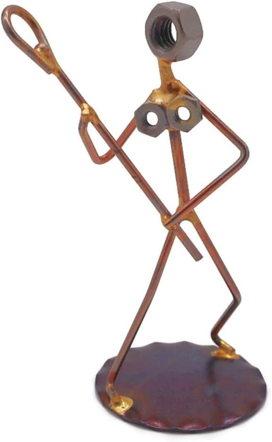 Lacrosse Lady Collectible Handmade Metal Art Figurine, Desk Accessories, Trophy, Boss Gift, Home Office Décor, Collectible Figures