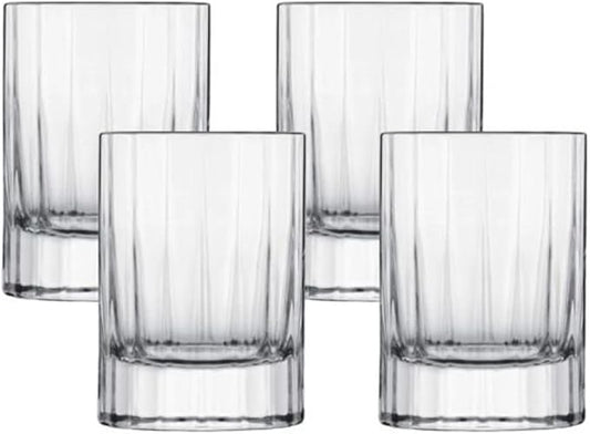 Luigi Bormioli Bach 2.25 oz Liqueur Glasses, Set of 4 - Fine Laser-Cut Rims Durable Thick Base, Made of SON-hyx Crystal - Sinuous Design Mixed Drink Glass - Made in Italy, Dishwasher Safe