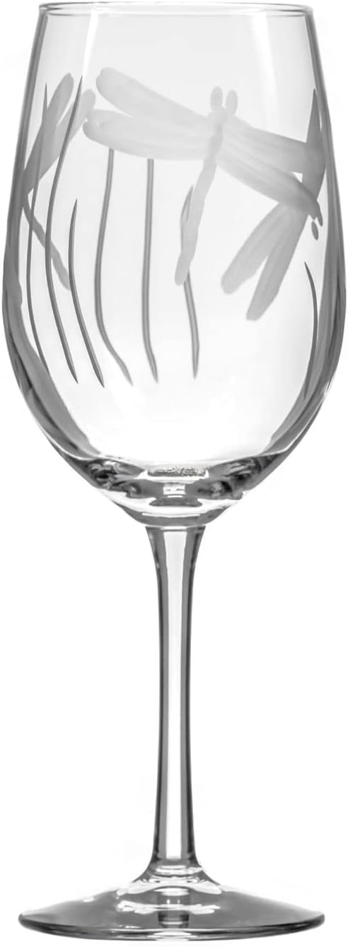 Rolf Glass - Dragonfly White Wine Glass 12 ounce - Stemmed Wine Glasses Set of 4 - Lead-Free Crystal Glass - Engraved White Wine Glasses - Made in the USA