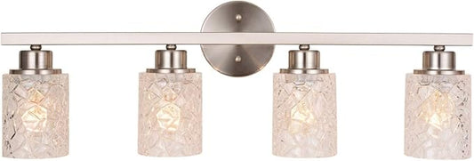 ALICE HOUSE 28.7" Vanity Lights, 4 Light Wall Lighting, Brushed Nickel Bathroom Lights Over Mirror, Bathroom Lighting, ETL Listed, AL9082-W4