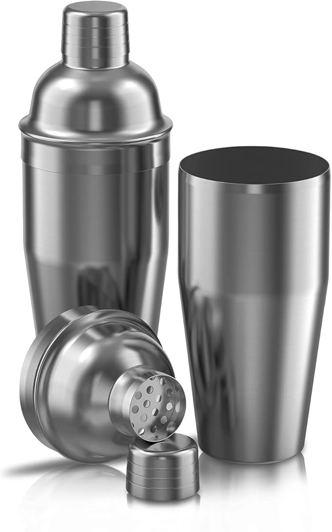 Cocktail Shaker Set,24 oz Martini Shaker,Bartender Kit with Stand,Stainless Steel Martini Mixer Built-in Strainer,Bar Tool Set,Drink Shaker,Fun Gifts. (Black)